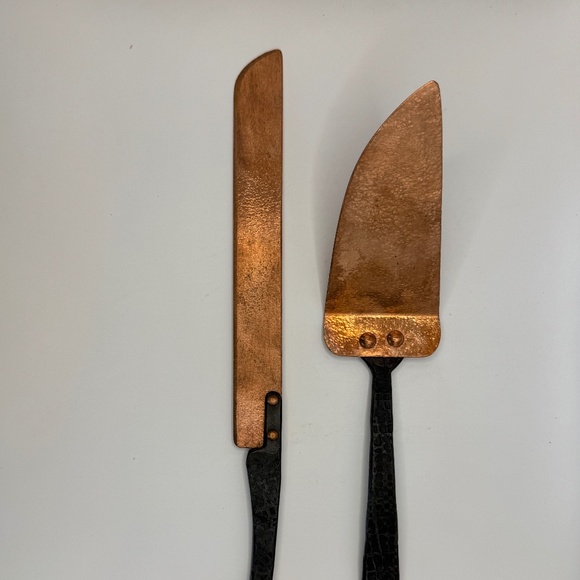 Wicks Forge Copper Cake Knife and Server Set. Hand Forged Serving Set. - Picture 1 of 8